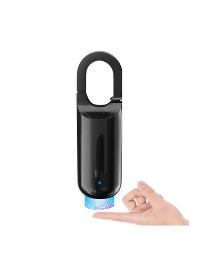 Buy Portable Fingerprint Lock, Mini Black Padlock Fingerprint Lock, Long Standby Time USB Charge Keyless Padlock for Gym School Locker, House Door, Travel Luggage, Backpack in Saudi Arabia