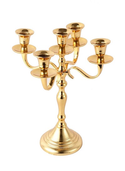 Buy VOIDROP Five Arm Candelabra 10 inch Tall Gold Taper Candle Holders, Candle Stands Candlesticks for Home Decor Wedding Parties Dinning Table Centerpiece Thick Candles (Gold) in UAE