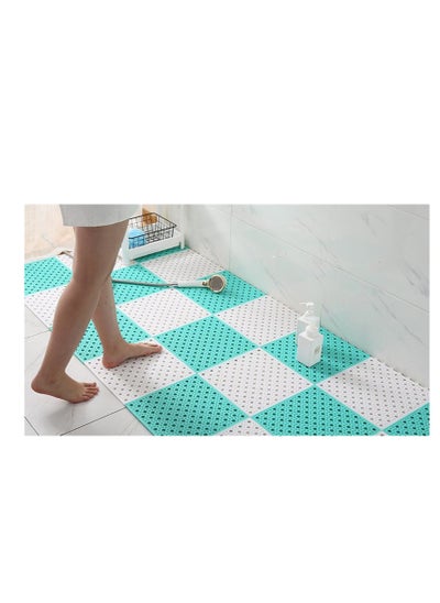 Buy 12PCS Bath Mat Non Slip Shower Mat Bathroom Mats Bathroom Rugs Interlocking Soft Floor Mats DIY Floor Mat with Drain Holes for Home Kitchen Bathroom Shower Pool Balcony ( 6pcs White+6pcs Green) in Saudi Arabia