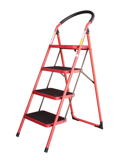 Buy TAMTEK 4 Step Ladder Folding Heavy Duty Steel Ladder 150kg Capacity (140x97x81cm), Rubber Pad Multi-Purpose Portable Ladder for Home, Kitchen, Garden, Office, Warehouse in UAE