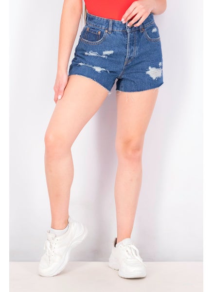 اشتري Women Rip Denim Shorts, Blue في السعودية