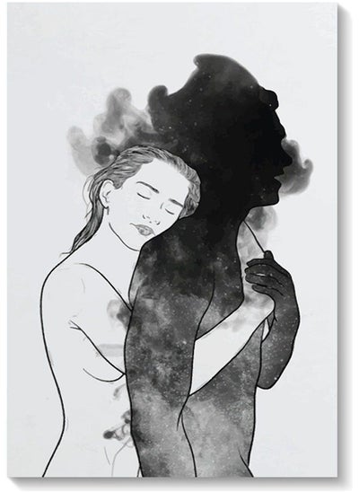 Buy Hug Themed Wall Painting White/Black 40x60cm in UAE