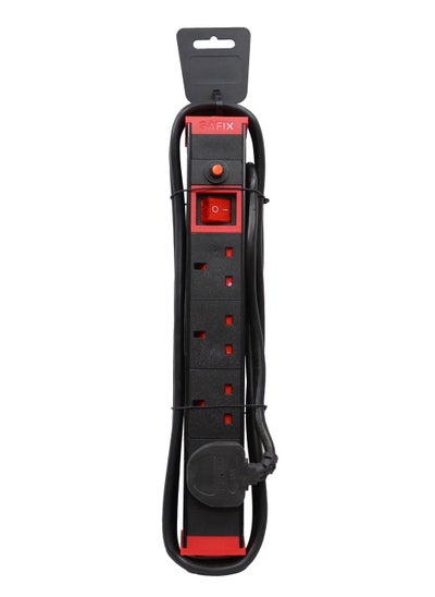 Buy 3 Yard Power Extension Cord, Multi plug with 4 Way power Strip and On Off Switch, Black Red, Saudi Made in Saudi Arabia