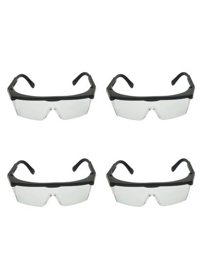 Buy Transparent Adjustable Length Safety Glasses Set of 4 - Impact Resistant UV Protection Anti-Fog Scratch Resistant Safety Glasses with Side Shields, Hinges for Construction Lab DIY Gardening in Saudi Arabia