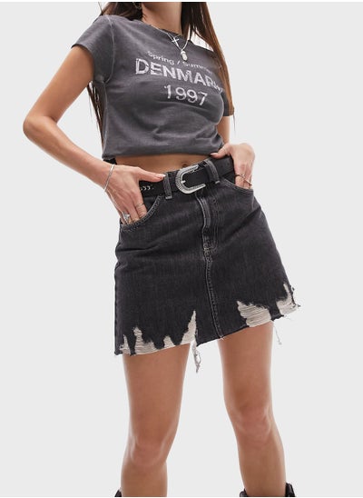 Buy High Waist Denim Skirt in UAE