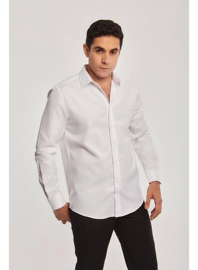 Buy Classic Long Sleeve Regular Fit Dobby Cotton Shirt for Men in Egypt