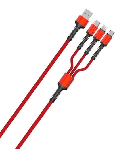 Buy LDNIO_LC93 3 In 1 Fast Charge Cable 1.2M Lightning, Type-C, Micro-Red in Egypt