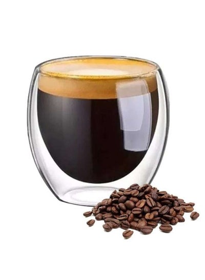 Buy Espresso Double Wall Glass Cup Set Clear 90ml in Saudi Arabia