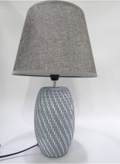 Buy Premium Ceramic Table Lamp Stylish Home Décor with Elegant Illumination with High Quality Fabric Shade 36x23x9cm Multicolor in UAE