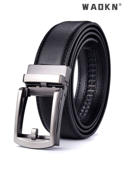 Buy Men Business Style Belt , Mens Ratchet Belts Black Retro Luxury Leather Man Belt Gold Eagle Alloy Buckle Automatic Fashion Style- Perfect Companion to Mens Dress Shoes (130 cm, Black) in UAE