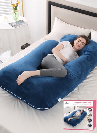 Buy Pregnancy Pillow G-Shape Long Maternity Pillow, 180 Cm Full Body Support, Removable and Washable Velvet Cover-Complete Support for Back, Hips, Legs, Belly,Blue in Saudi Arabia