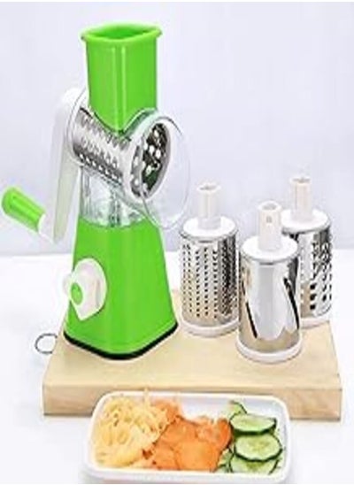 Buy RIZAYS Manual Rotary Cheese Graters - Round Mandolin Slicer with Strong Suction Base, Cheese Shredder Vegetable Slicer Walnuts Grinder with 3Interchangeable Stainless Steel Blades (Rotary Chopper) in Egypt