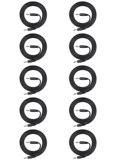اشتري مجموعة من 10 كيبل AUX صوت 3.5مم الي 3.5مم بطول 1.5 متر اسود في السعودية