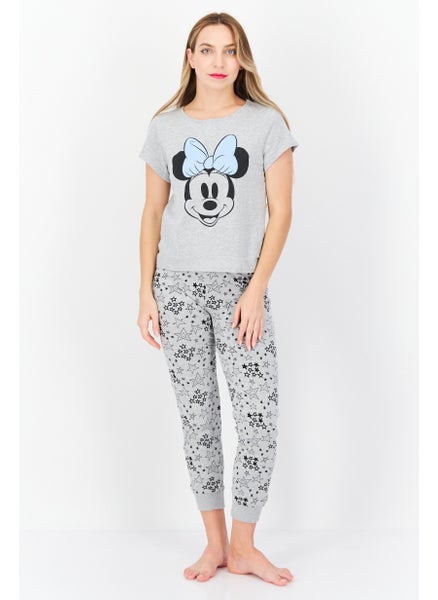 Buy Women Graphic Print Top And Bottom Pajama Set, Grey Combo in UAE