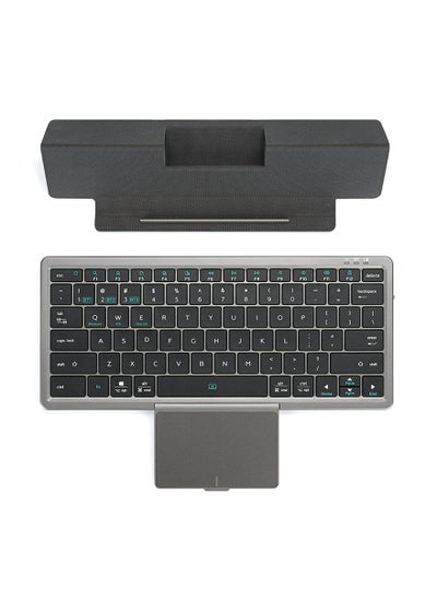 اشتري Full Size Wireless Bluetooth Keyboard with Hidden Touchpad , (Sync Up to 3 Devices) Portable Keyboard with Bluetooth Connection PU Tablet Stand Bluetooth Keyboard for Windows iOS Android Mac, Black في السعودية