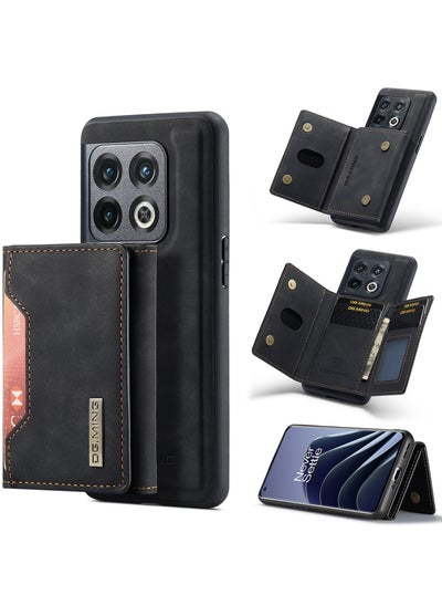 Buy CaseMe Wallet Case for One plus 10 pro DGMING Premium Leather Phone Case Back Cover Magnetic Detachable with Trifold Wallet Card Holder Pocket - Black in Egypt