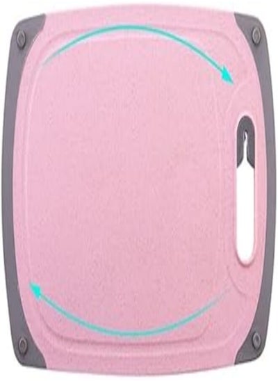 Buy Cutting Board Kitchen Cutting Board, Chopping Board, Rice Husk Cutting Board with Juice Grooves and Grip Handle for Meats Bread Fruits Vegetables (Color : Pink) in Egypt