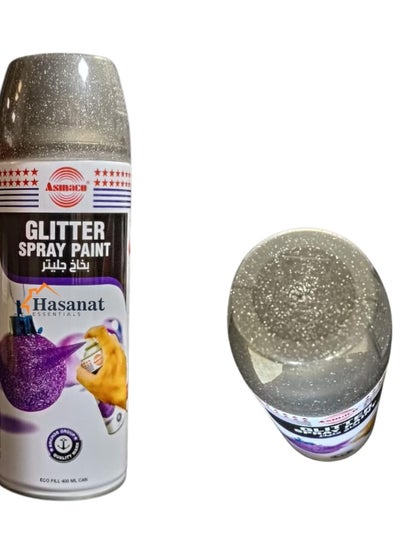 اشتري Hasanat Essentials Asmaco Glitter Spray Paint Intense Shimmer Finish Multi Surface Sparkling Scrapbooking DIY Decorations Interior Use 400ML Various Colors (Black) في الامارات