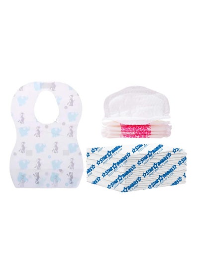 اشتري Star Babies Disposable Combo pack (Changing mat 6pcs, Breast Pad 5pcs, Bibs 5pcs)-White في الامارات