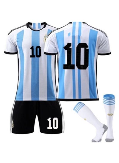 Buy 3-Piece World Cup Argentina 10 Messi Jersey Home And Away National Team Football Jersey in Saudi Arabia