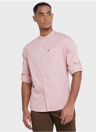 Buy Thomas Scott Men Pink Pure Cotton Slim Fit Casual Shirt in Saudi Arabia