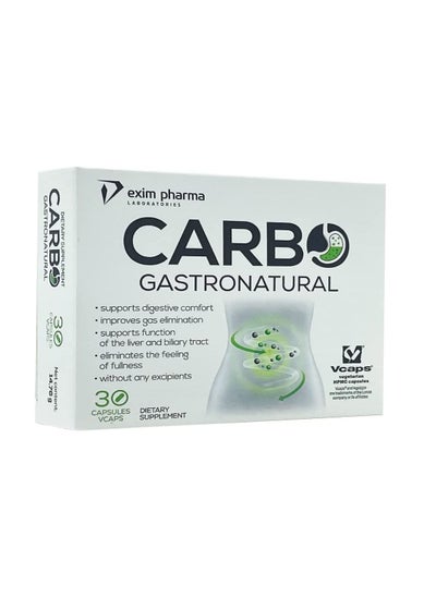 Buy Carbo gastronatural support digestive comfort with activated charcoal fennel and anise extracts vegetarian capsules helps gas elimination relief bloating 30 capsules in UAE