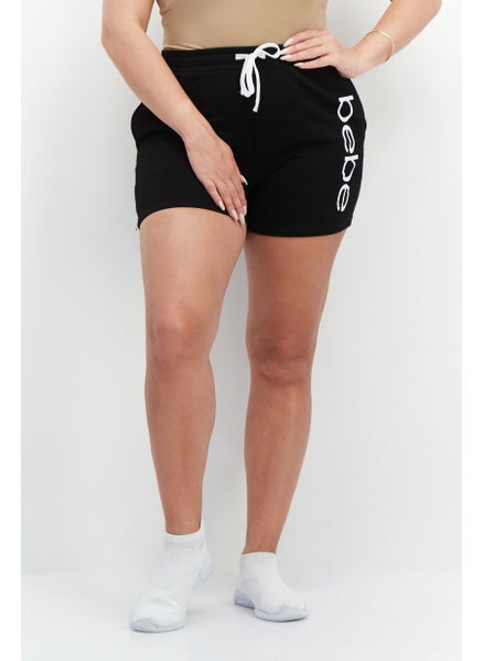 Buy Women Oversize Fit Brand Logo Basic Shorts, Black in UAE