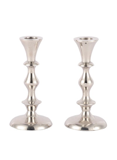 Buy Voidrop set of 2 Pillar Candle Holder,Taper candle holder for retro candleholder, Formal Events, Wedding, Church, Holiday Décor, Dinning Table Centerpiece Candles (Silver) in UAE