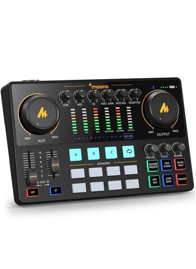 Buy Gaming Audio Interface, Maono Caster 10-Channel Podcast mixer with Pro-preamp, 48V Phantom Power, Bluetooth, 11 Customize sound pads for Recording, Streaming, Youtube, TikTok, PC, Guitar (AME2) in Egypt