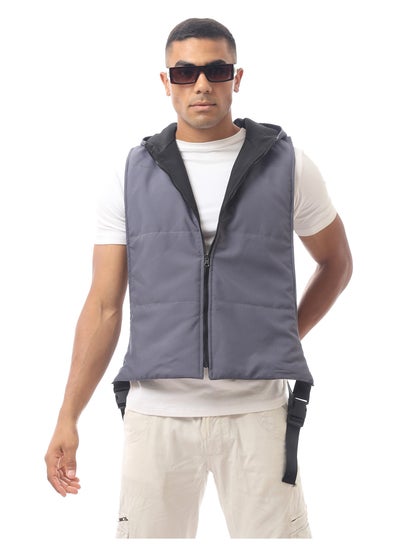 Buy Dark Grey Double Faced Fly Zip Vest in Egypt