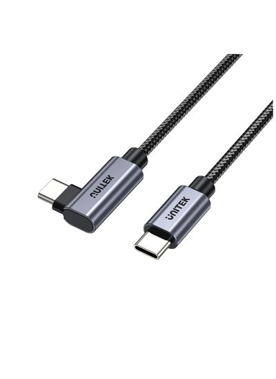 اشتري كابل Unitek C14123BK USB-C إلى USB-C، 90 درجة، على شكل حرف L، شحن PD 100 وات، أسود. في الامارات