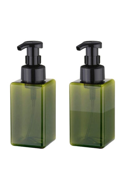 Buy Foaming Soap Dispenser, 450ml (15oz) Refillable Pump Bottle Plastic for Liquid Soap, Shampoo, Body Wash (2 Pcs) (Green 450ML) in Saudi Arabia