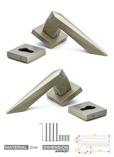 Buy Mortise Zink Door Handle (Satin W2008) in Saudi Arabia