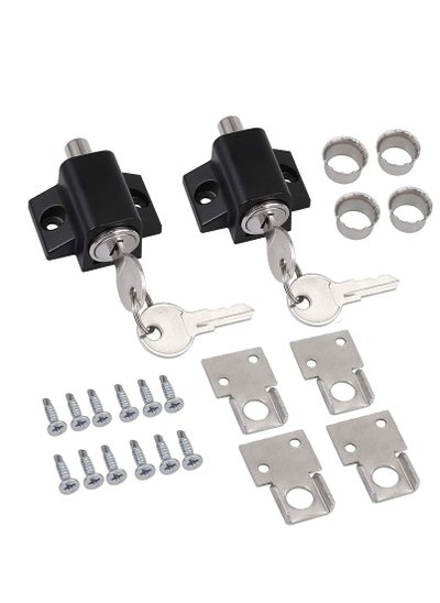 Buy Sliding Patio Lock, Door Lock Reinforcer Privacy Door Latch, Sliding Patio Lock Sliding Patio Door Latches Set, Security Lock Window and Patio Door Window Bolt Sliding Universal Locks 2Pcs Black in UAE