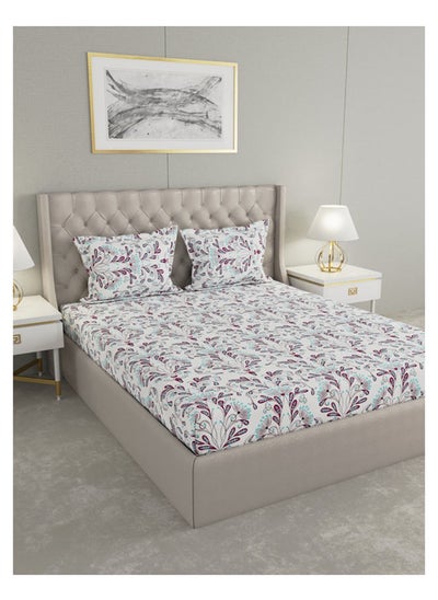 اشتري Raymond Home King Flat Sheet Super Soft 120 TC Pure Cotton (274x274 cm, 46x69 cm) Flat sheet & 2 PillowCases في الامارات