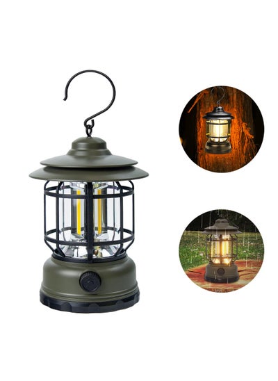 Buy Retro Camping Lantern,Portable Camping Light Rechargeable,IPX4 Waterproof Camping Lamp,Hanging Dimmable COB Brightness Tent Light for Outdoor Hiking Garden Fishing Emergency in UAE