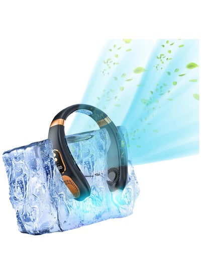 Buy Portable Neck Fan with Ice Tile and 5 Speed Digital Display, Upgraded 8000mAh, Hands Free Bladeless Fan, Faster Cooling, Ultra Quiet, Suitable for Outdoor Indoor, USB Rechargeable in Saudi Arabia