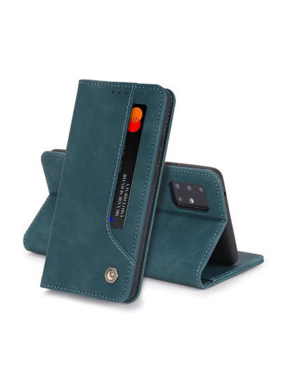 Buy Luxury PU Leather Wallet Case Cover for Samsung Galaxy A71 5G Blue in Saudi Arabia