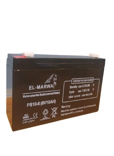Buy EL MARWA Battery 6V 10.0AH Used For Fire Engines, Emergency Lights, Alarms, And Children's Toys in Egypt