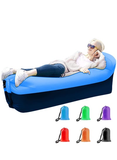 Buy Inflatable Lounger Air Sofa Hammock,Portable,Waterproof Anti-Air Leaking Design,Pillow Shape The top for Added Comfort, for Lakeside Beach Traveling Camping Picnics & Music Festivals Camping (Blue) in Saudi Arabia