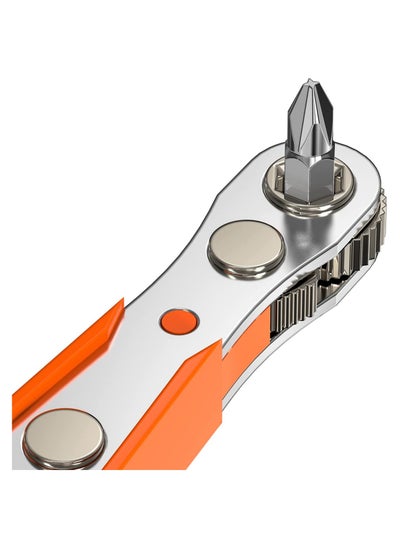 اشتري SYOSI Right Angle Magnetic Screwdriver, for Awkward Spaces, Ancable 1/4” PH2 Mini Ratchet Wrench, 1/4 Inch Drive High Torque Offset Reversible Mini Ratcheting Offset Screwdriver, for Tight Areas في الامارات