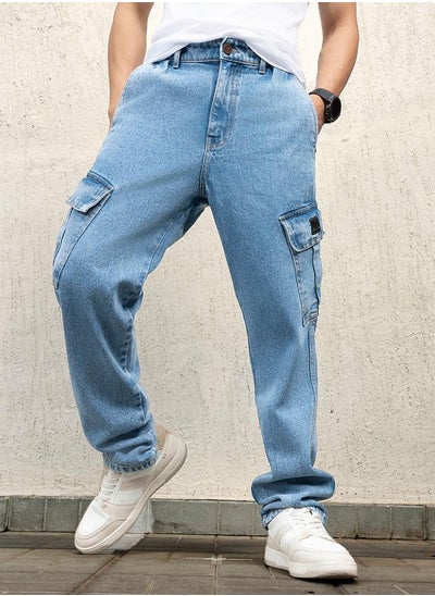 Buy Mid Rise Baggy Fit Cargo Jeans in Saudi Arabia