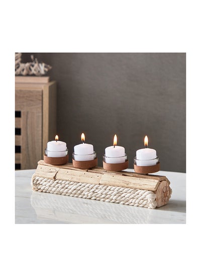 Buy Lumber Natural Wooden Candleholder 28 x 9.5 x 8 cm in Saudi Arabia