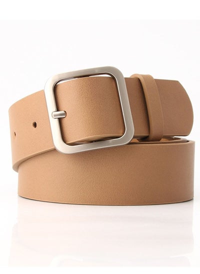 Buy Vintage Simple Versatile Square Button PU Leather Belt 105cm  Brown in UAE