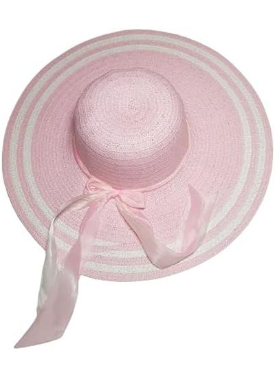 Buy MerryGlam Women Beach Hat | Brim Straw Girls Summer Sunshade Cap_ Travel Foldable Floppy UV Protection Sun Beach Ribbon Hat in UAE