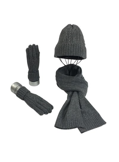 Buy Women Hat Gloves and Scarf 3 In 1 Set Soft and Warm Knitted Winter Thickened Set in Saudi Arabia