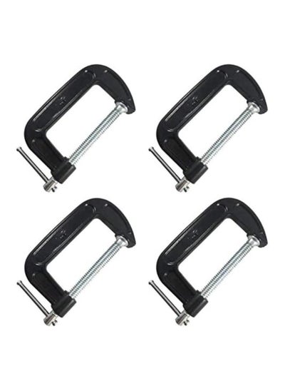 اشتري 4PCS 4 Inch C-Clamp, Industrial Strength, Heavy Duty Steel C Clamp Set, Iron C Clamps, Cast Iron Frame Sliding T-Handlefor Woodworking, Welding, Building Blue Collar Tools, Stability Massive Clamps في الامارات