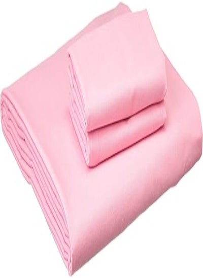 اشتري NICE HOME Flat Bed Sheet Set - 2 Pillow Cases and 1 Bed Sheet - Size 180x200cm Rose في مصر