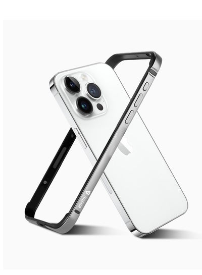 اشتري RAEGR iPhone 15 Pro Case | Anodized Aluminum Bumper | Supports Mag-Safe Wireless Charging | Edge Armor Protective Minimal Case Designed for iPhone 15 Pro (6.1-Inch) (2023) - Silver RG10519 في الامارات