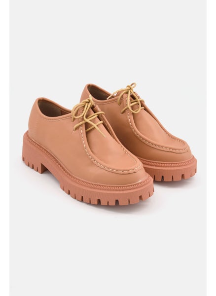 Buy Women Lace Up Classic Casual Shoes, Tan in UAE